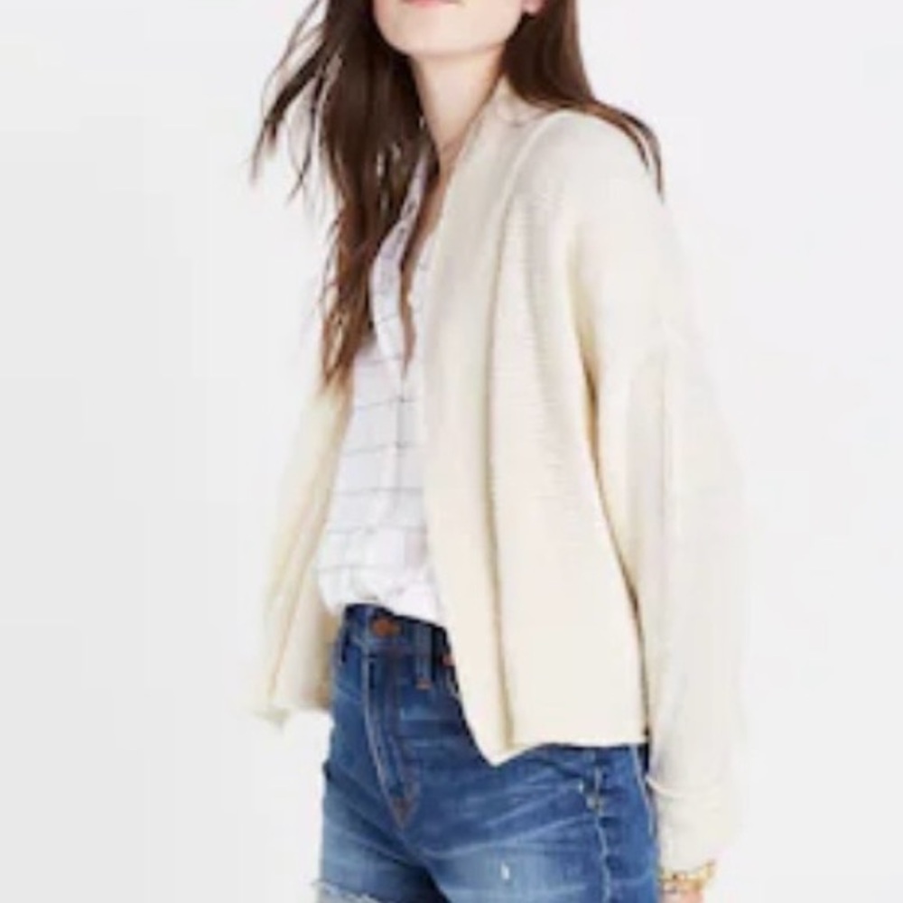 Madewell Open Front Cropped Shawl‎ Collar Cardigan Sweater